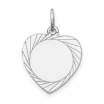 14K White Gold Etched Design .013 Gauge Engravable Heart Charm, 21 x 15mm view