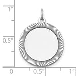 14K White Gold Etched Design .027 Gauge Round Engravable Charm view