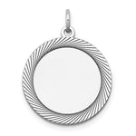 14K White Gold Etched Design .027 Gauge Round Engravable Charm view