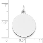 14K White Gold Plain .018 Gauge Round Engravable Disc Charm, 25 x 18mm view
