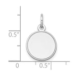 14K White Gold Plain .011 Gauge Round Engravable Disc Charm, 20 x 13mm view