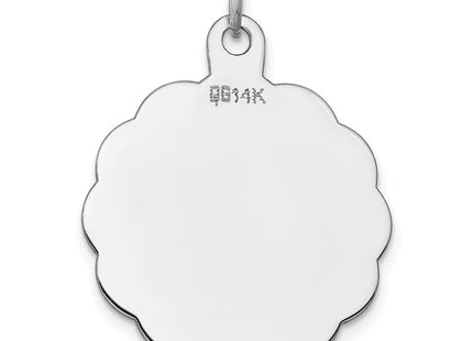 14K white gold disc charm, another view
