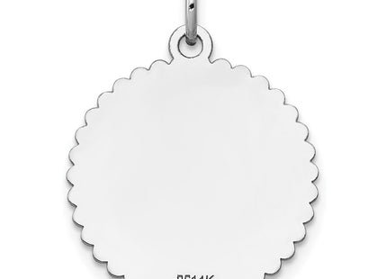 14K white gold disc charm, another view