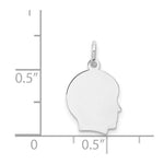 14K White Plain Small.011 Depth Facing Right Engravable Boy Charm view