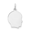 14K White Plain Small.027 Depth Facing Right Engravable Boy Charm