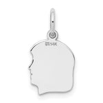 14K White Plain Small.011 Depth Facing Right Engravable Girl Charm view
