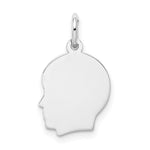 14K White Plain Small.011 Depth Facing Left Engravable Boy Charm view