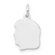 14K White Plain Small.013 Depth Facing Left Engravable Girl Charm