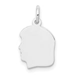 14K White Plain Small.027 Depth Facing Left Engravable Girl Charm view