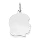 14K White Plain Medium.011 Depth Facing Right Engravable Girl Charm, 22 x 13mm