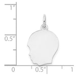 14K White Plain Medium.027 Depth Facing Left Engravable Boy Charm, 22 x 13mm view