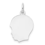 14K White Plain Medium.011 Depth Facing Left Engravable Boy Charm, 22 x 13mm view