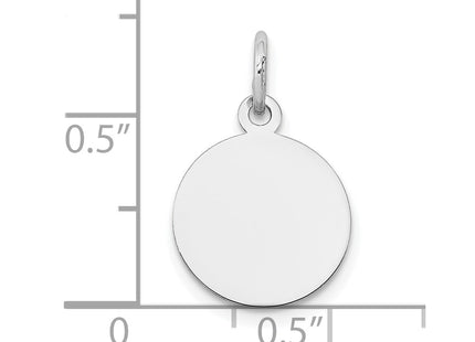 14K white gold disc charm, another view