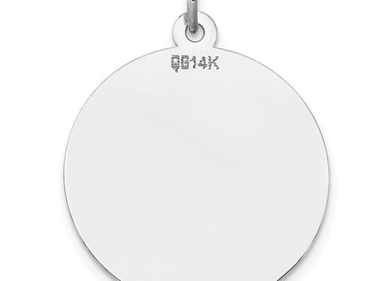 14K white gold disc charm, another view