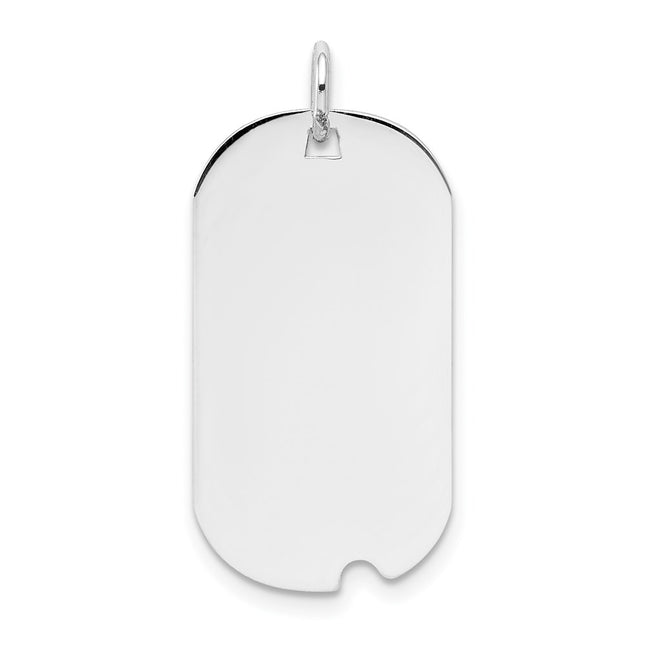 14K White Gold Dog Tag Disc Charm, 28.5 x 13.2mm