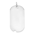 14K White Gold Plain .011 Gauge Engravable Dog Tag w/Notch Disc, 34 x 16mm