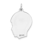 14K White Plain Medium.018 Depth Facing Right Engravable Boy Charm, 27 x 17mm view