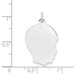 14K White Plain Medium.018 Depth Facing Right Engravable Boy Charm, 27 x 17mm view