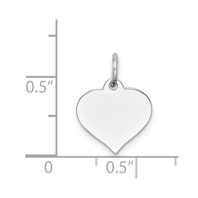 14K White Gold Heart Disc Charm, 17 x 12mm (09)
