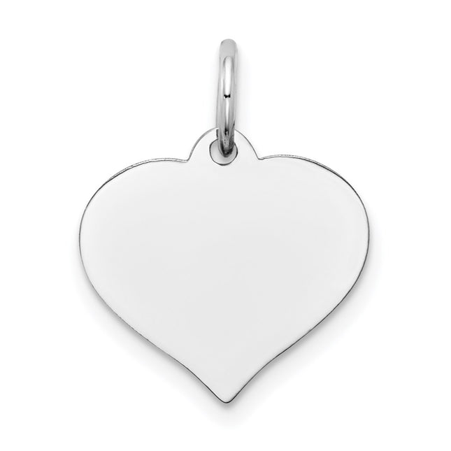 14K White Gold Heart Disc Charm, 18 x 14mm (18)