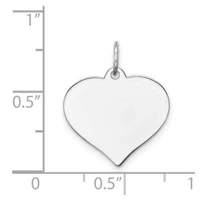 14K White Gold Heart Disc Charm, 19 x 17mm (09)