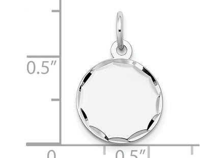 14K white gold disc charm, another view