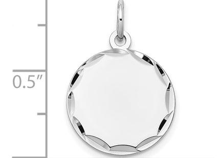 14K white gold disc charm, alternate view