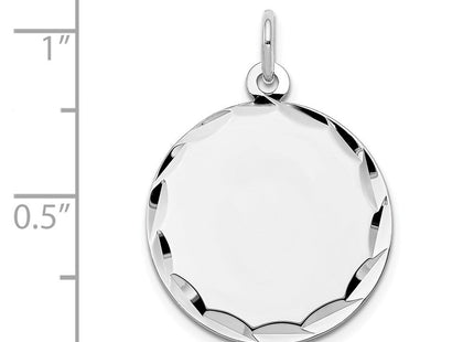 14K white gold disc charm, further view