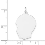 14K White Plain Medium.009 Depth Facing Left Engravable Boy Charm, 27 x 17mm view