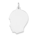 14K White Plain Medium.013 Depth Facing Left Engravable Boy Charm, 27 x 17mm