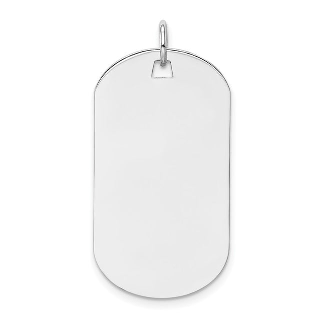 14k White Gold Plain .018 Gauge Engraveable Dog Tag Disc Charm, 34.5 x 16.5mm