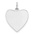 14K White Gold Plain .009 Gauge Engravable Heart Charm, 22.6 x 16.5mm