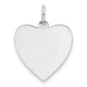 14K White Gold Plain .009 Gauge Engravable Heart Charm, 22.6 x 16.5mm