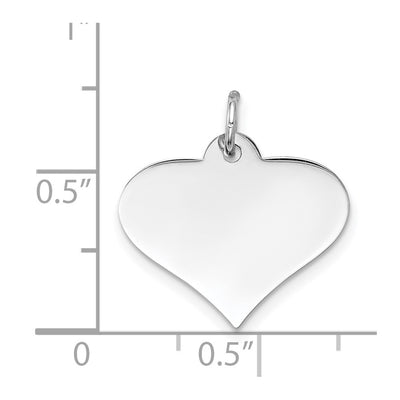 14K White Gold Plain .013 Gauge Engraveable Heart Disc Charm, 19 x 18mm