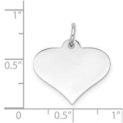 14K White Gold Plain .013 Gauge Engraveable Heart Disc Charm, 21 x 19mm