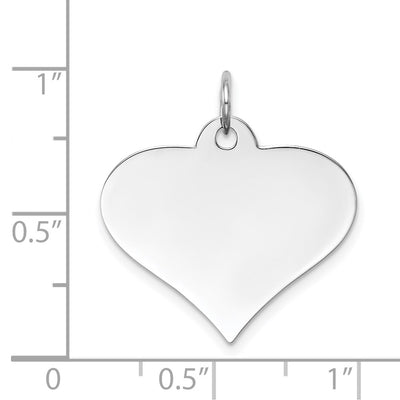 14K White Gold Plain .018 Gauge Engraveable Heart Disc Charm, 22 x 22mm