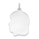 14K White Plain Medium.027 Depth Facing Left Engravable Girl Charm, 27 x 17mm