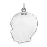 14K White Plain Large.018 Depth Facing Right Engravable Boy Charm view