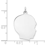 14K White Plain Large.011 Depth Facing Right Engravable Boy Charm view