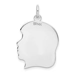 14K White Plain Large.013 Depth Facing Right Engravable Girl Charm view