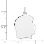 14K White Plain Large.011 Depth Facing Right Engravable Girl Charm view