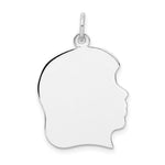 14K White Plain Large.013 Depth Facing Right Engravable Girl Charm view