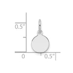 14K White Gold Plain .018 Gauge Round Engravable Disc Charm, 13.2 x 7.5mm view