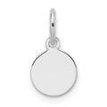 14K White Gold Plain .018 Gauge Round Engravable Disc Charm, 13.2 x 7.5mm
