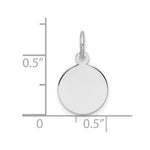 14K White Gold Plain .018 Gauge Round Engravable Disc Charm, 16.2 x 10.6mm view