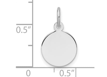 14K white gold disc charm, alternate view