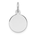 14K White Gold Plain .011 Gauge Round Engravable Disc Charm, 16.2 x 10.6mm