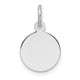 14K White Gold Plain .013 Gauge Round Engravable Disc Charm, 16.2 x 10.6mm