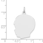 14K White Plain Large.018 Depth Facing Left Engravable Boy Charm view