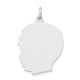 14K White Plain Large.018 Depth Facing Left Engravable Boy Charm